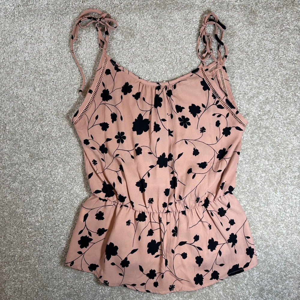 Sienna Sky Pink Floral Tie-Strap Camisole with Black Print - Picture 5 of 5